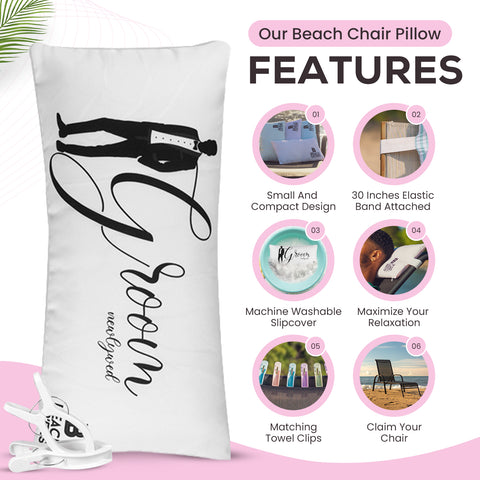 Groom Waterproof Beach Chair Pillow and Towel Clips Set